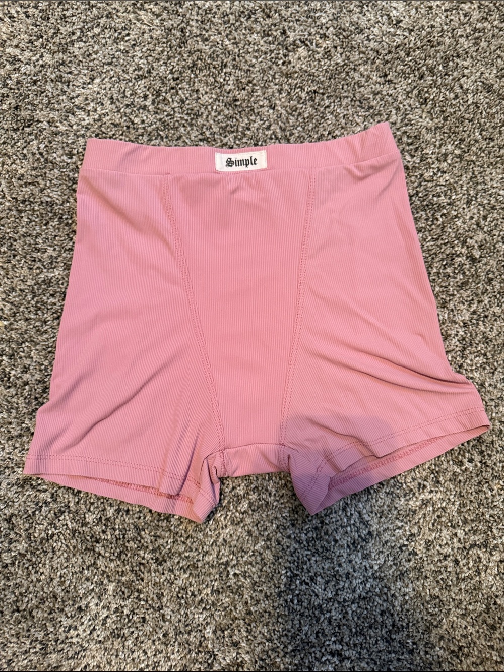 Simple Rose Pink Ribbed Bike Shorts